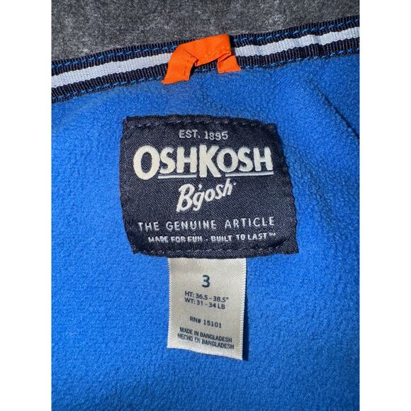 OshKosh B'gosh Toddler Boy Orange Gray Blue Hoodie Jacket, Size 3T - Picture 4 of 5